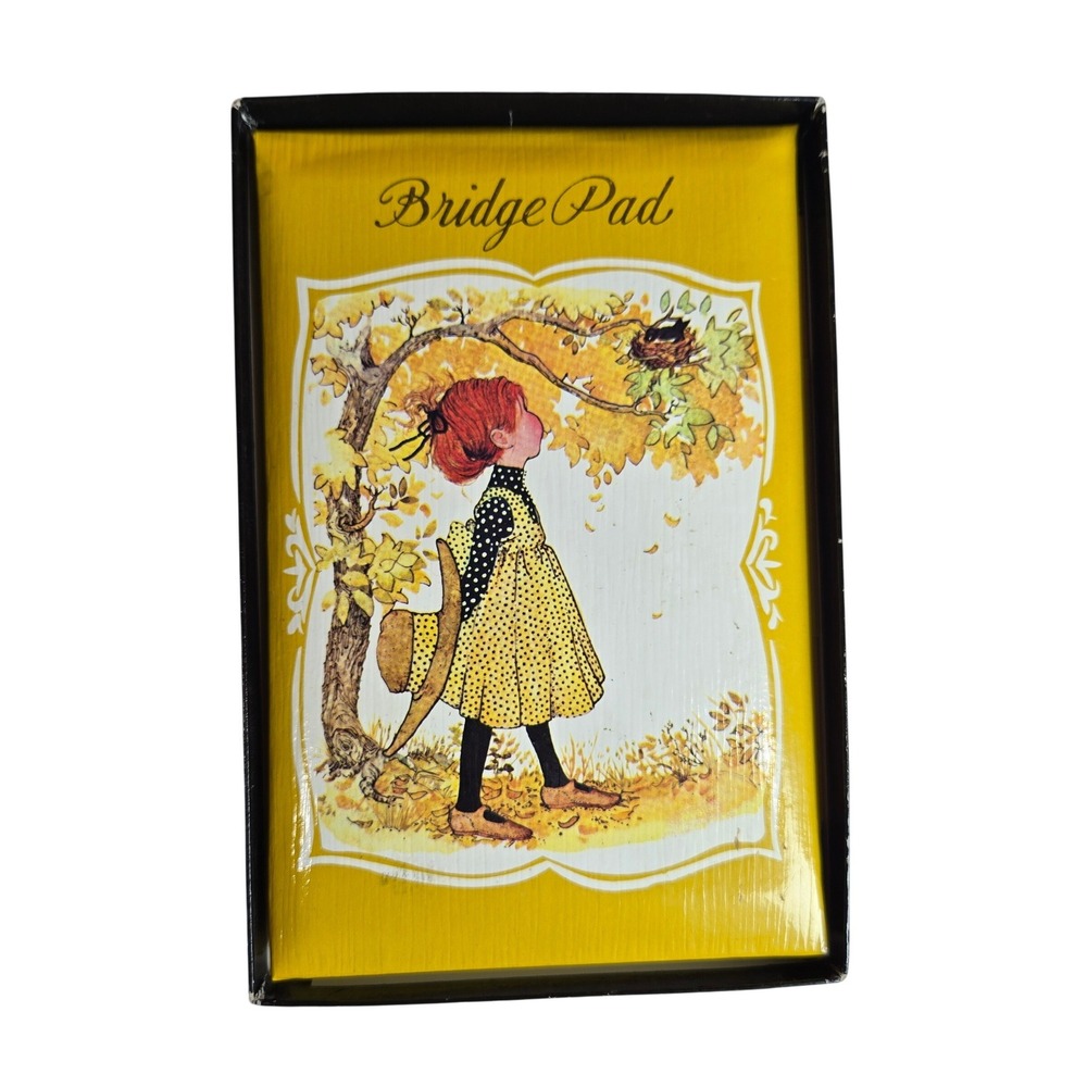 Vintage Bridge Score Pad and Pencil Set American Greetings‎ Autumn Girl Artwork
